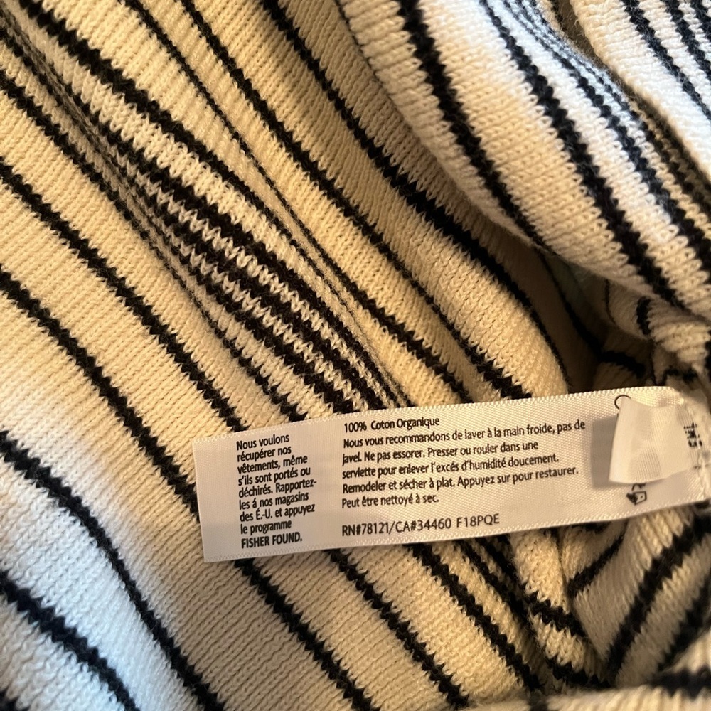 Eileen Fisher Long-Sleeve Striped Organic Cotton Large Sweater - Picture 6 of 7